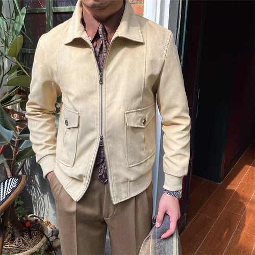 Bomber Jacket Camoscio Marrone Uomo Stile Casual - NEXO